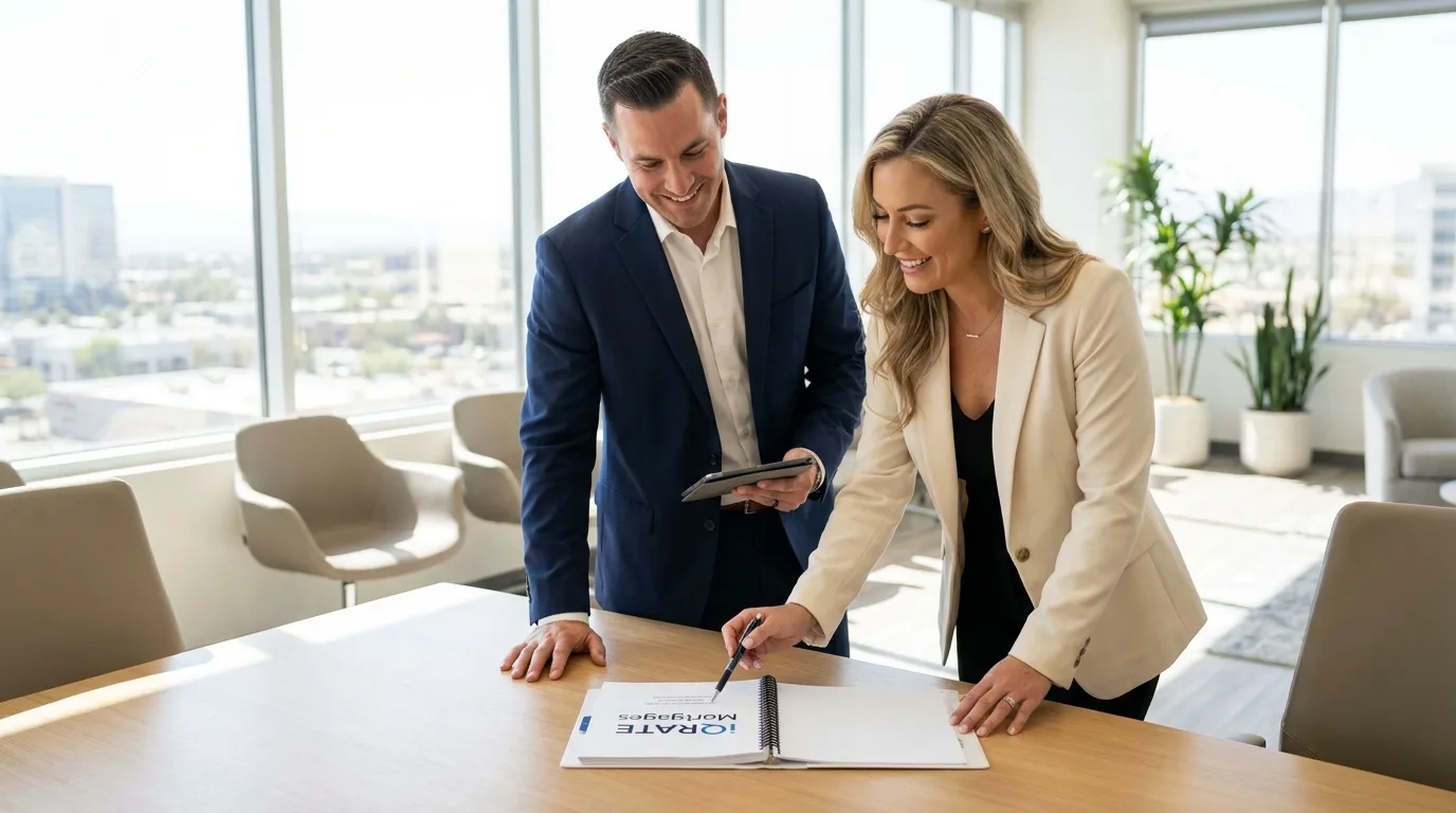 A listing agent reviews paperwork with a concerned expression