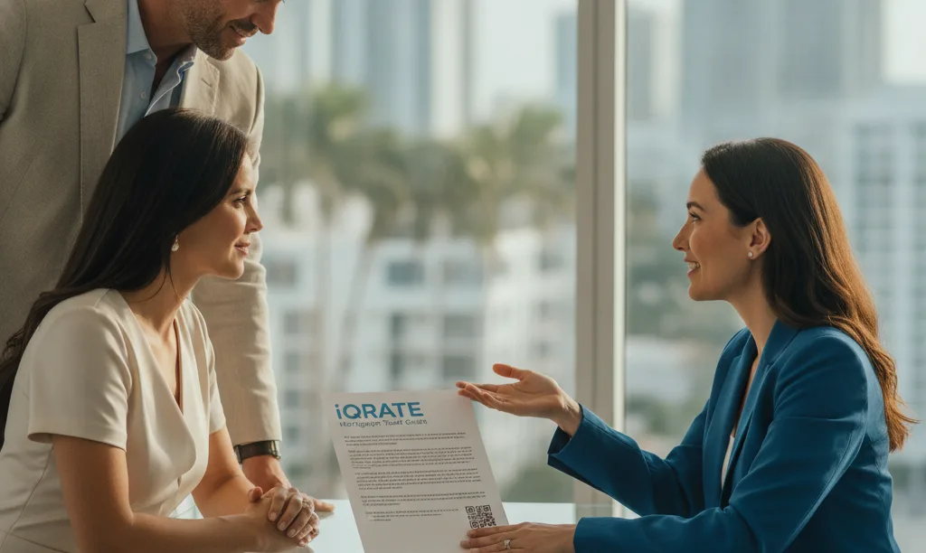 Loan officer discussing foreign trust mortgage in Miami.