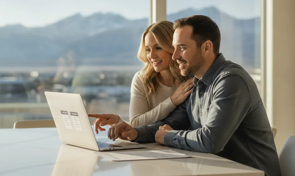 Couple in Reno home reviewing mortgage options.