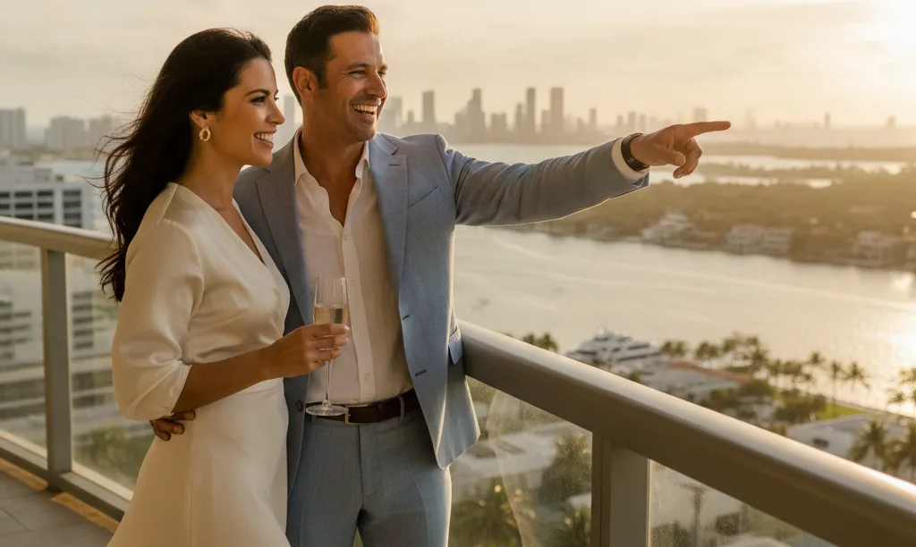 A couple enjoying their new luxury Miami home.