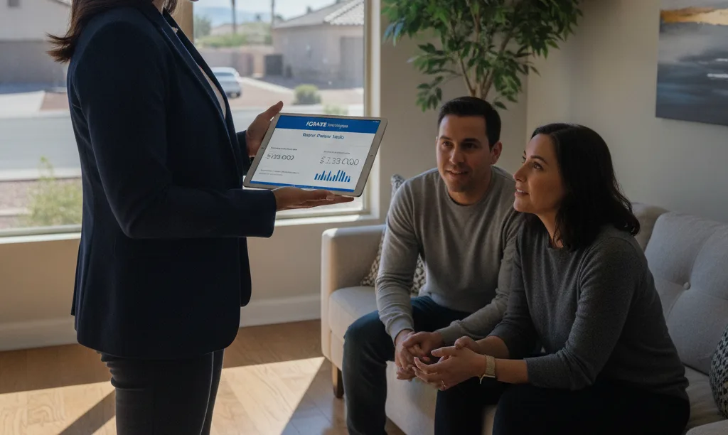 Couple reviewing the iQRATE Mortgages Buyer Power Index.