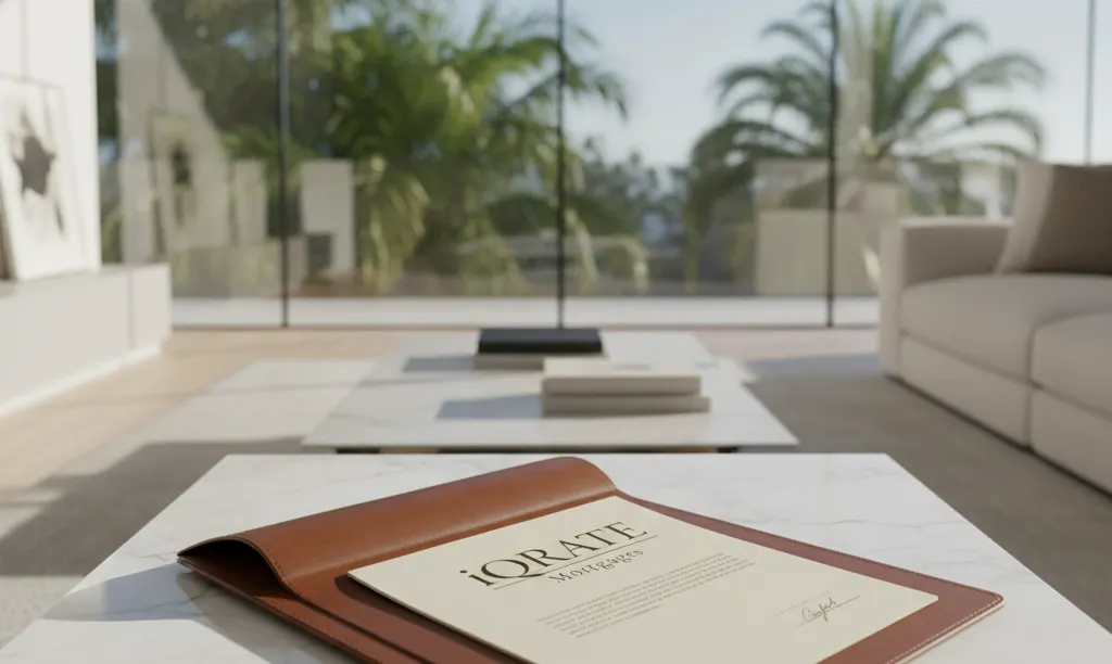 Beverly Hills home with iQRATE Mortgages document.