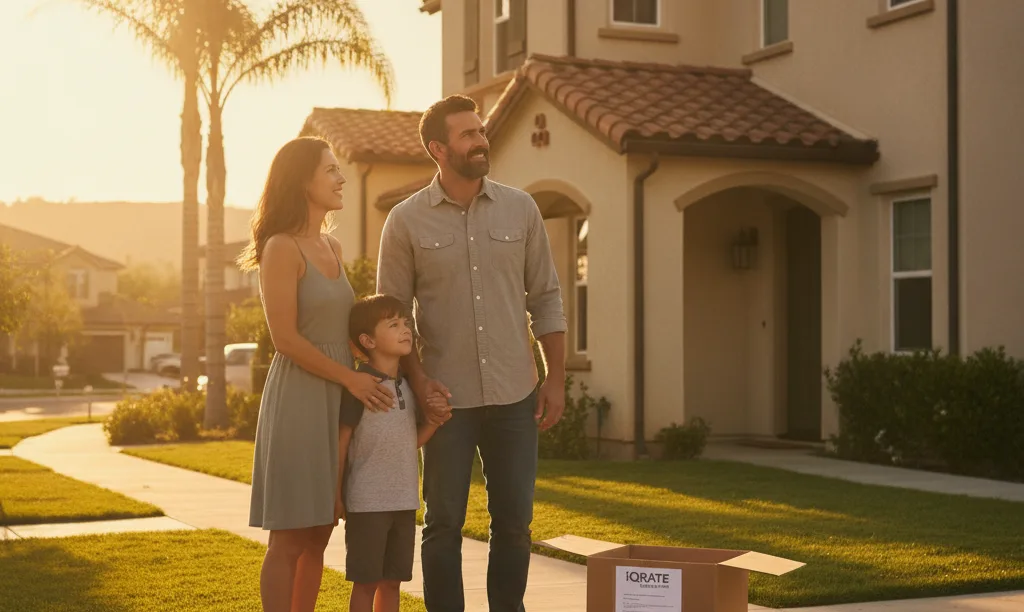 Veteran and family proudly viewing their new California home.