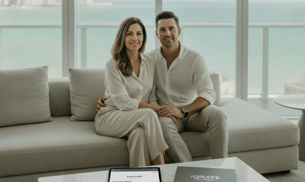 Couple in a Miami penthouse after securing a jumbo loan.