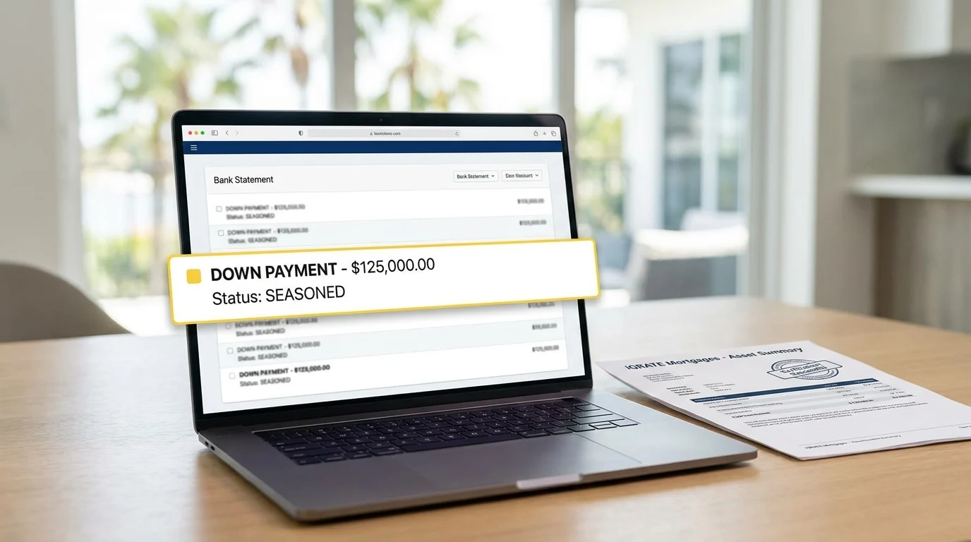 Bank statements and documents required for mortgage seasoning period