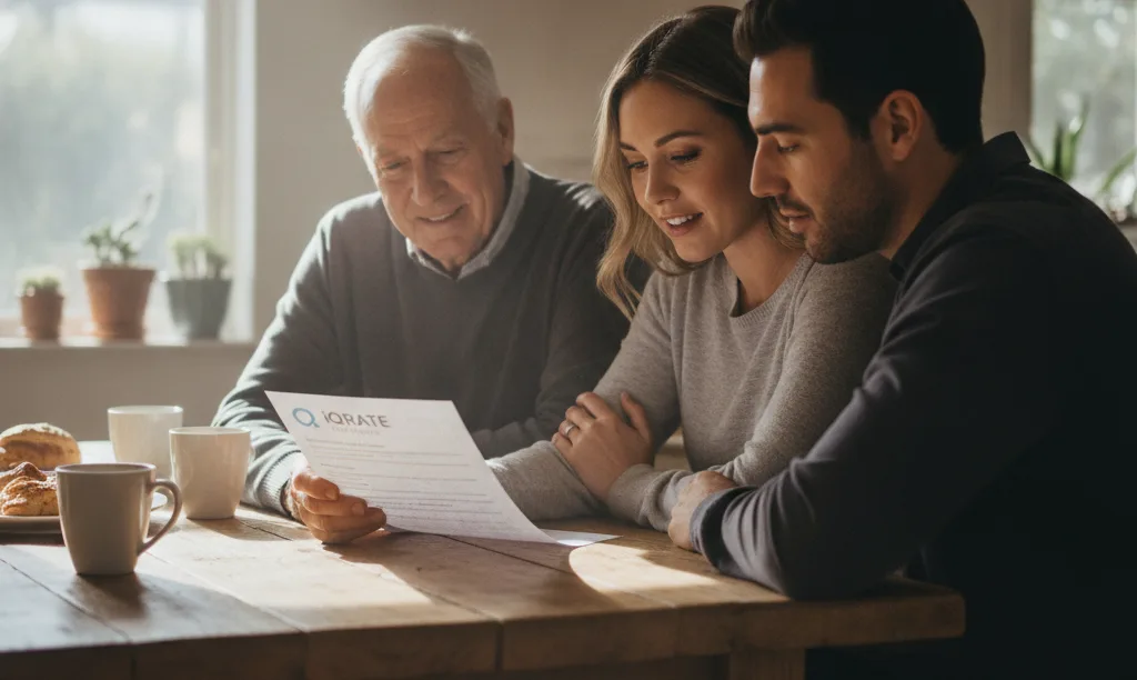 Family discussing a gift of equity transaction.