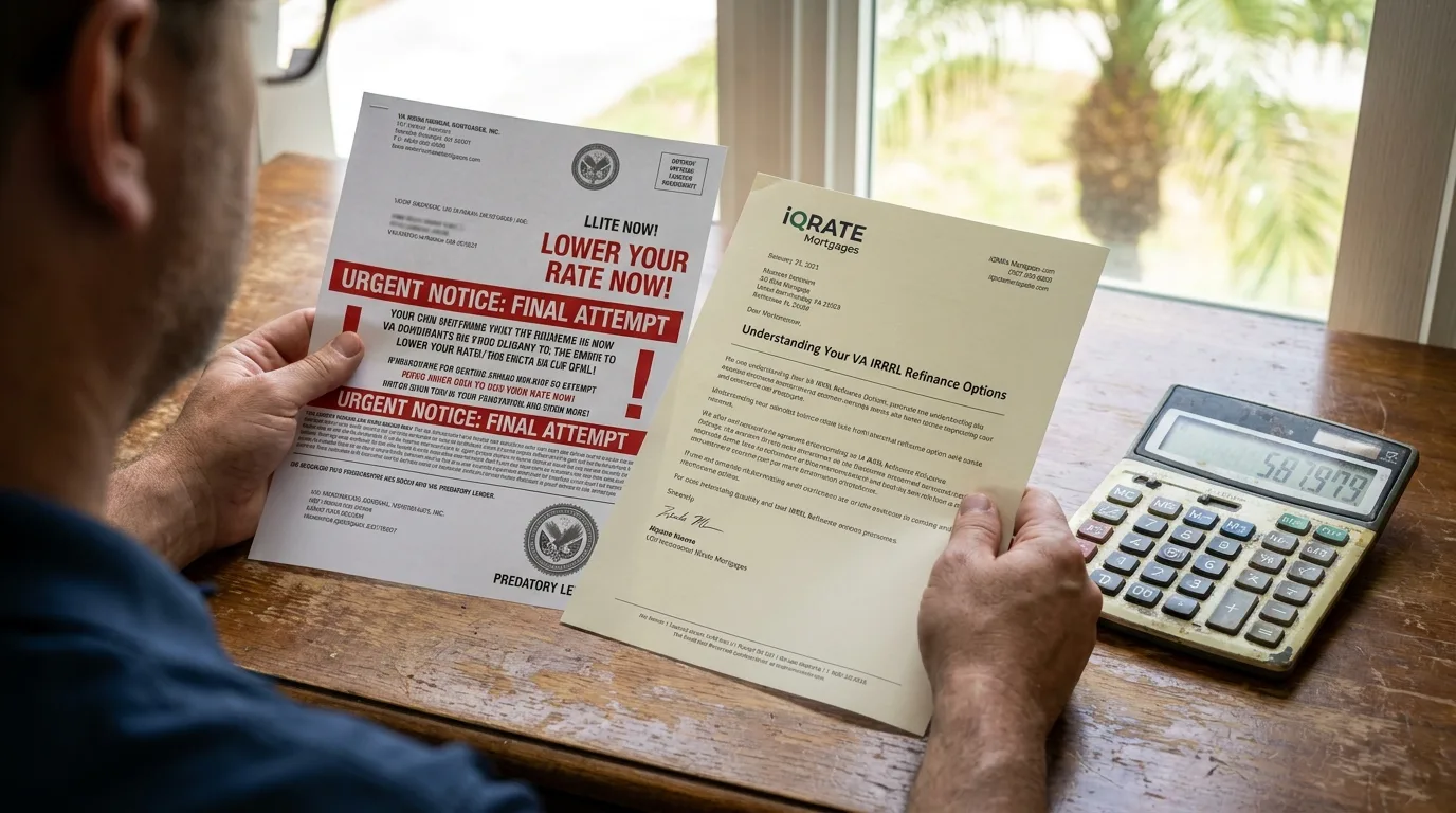 Veteran carefully reviewing IRRRL loan documents to make an informed decision.