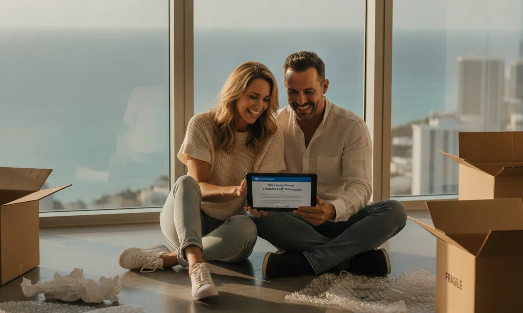 Couple in new Miami home with iQRATE Mortgages.