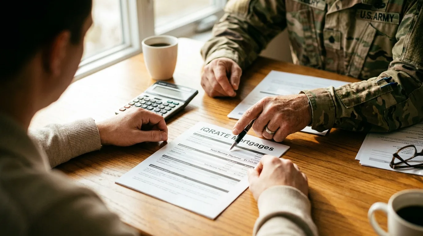 Mortgage documents and calculator on a desk