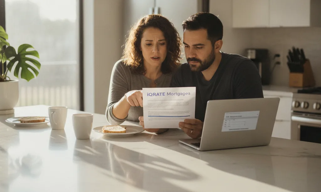 Couple reviewing their Houston mortgage payment estimate.