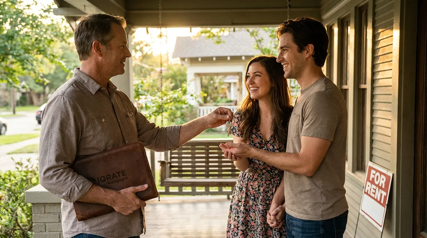 Real estate agent and home buyer discussing appraisal results.