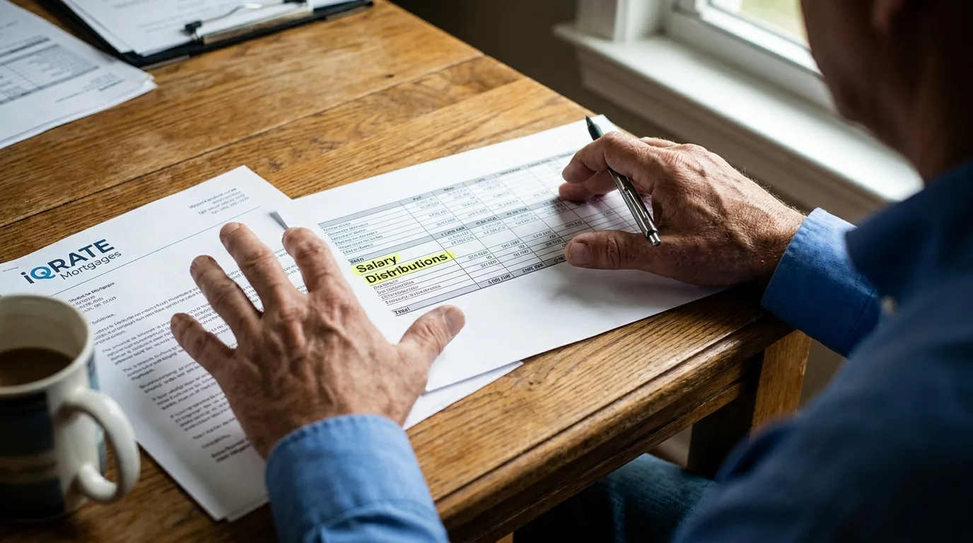 Organized tax returns and financial documents for an S-Corp mortgage