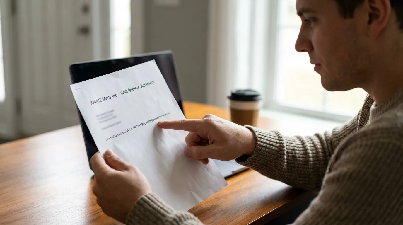 Calculating RSU income for a jumbo loan with documents and a calculator.