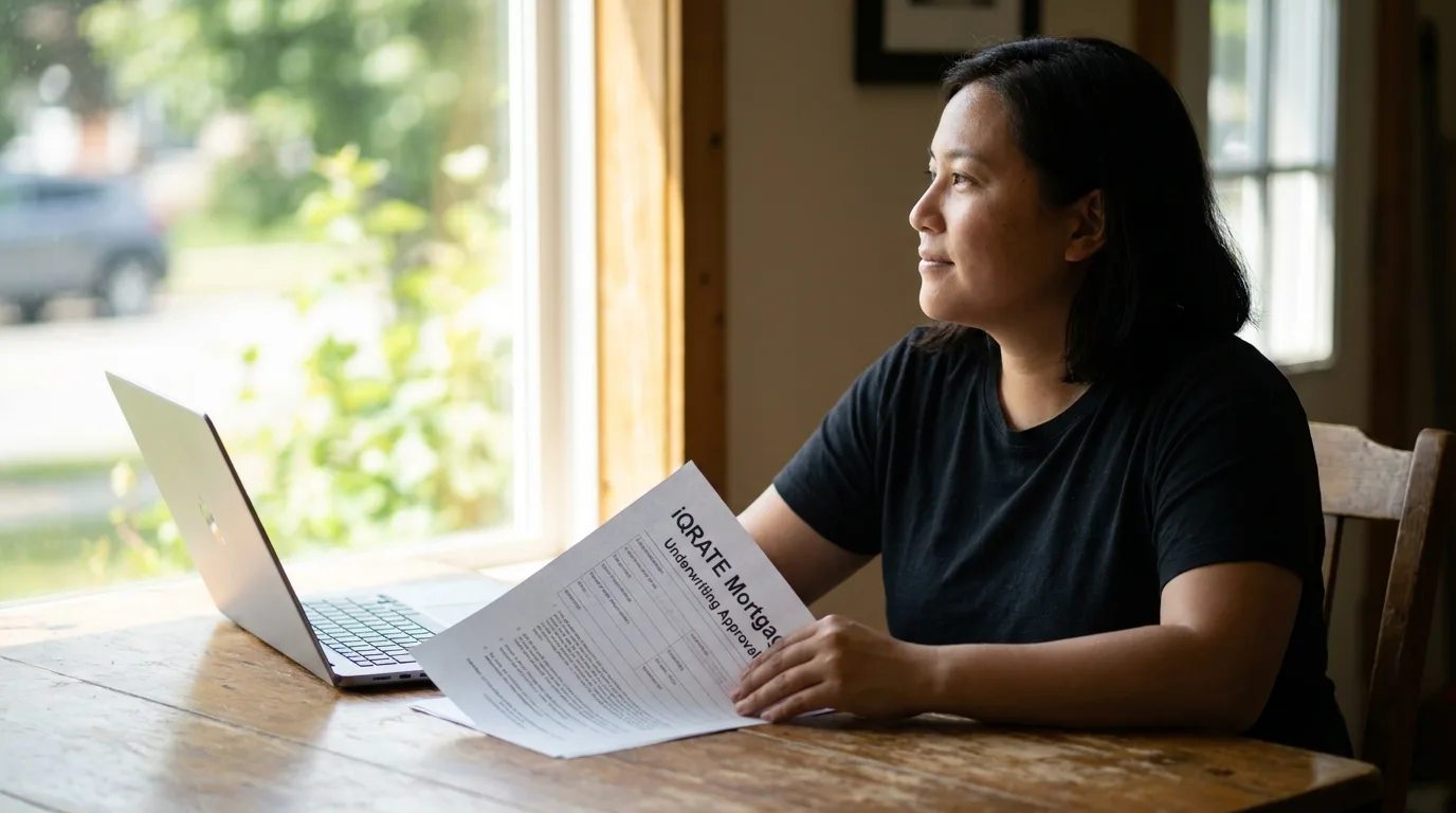 A person organizing documents for a mortgage application.
