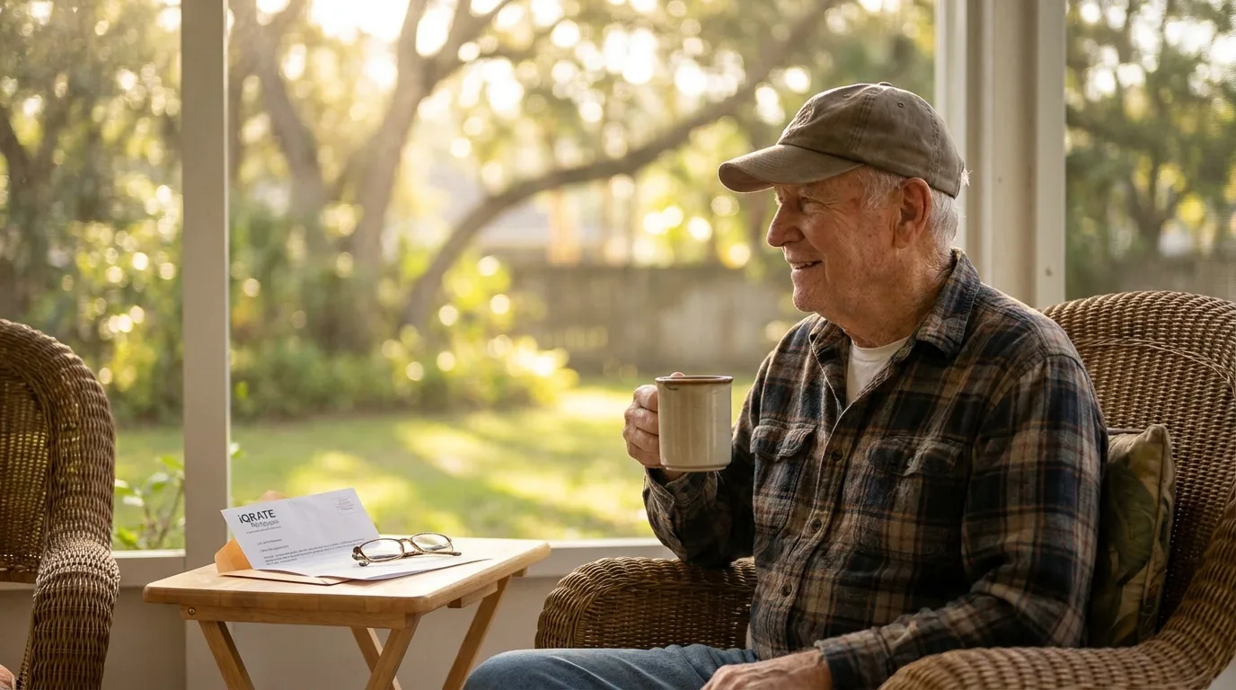 Homeowner reviewing VA IRRRL refinance documents.