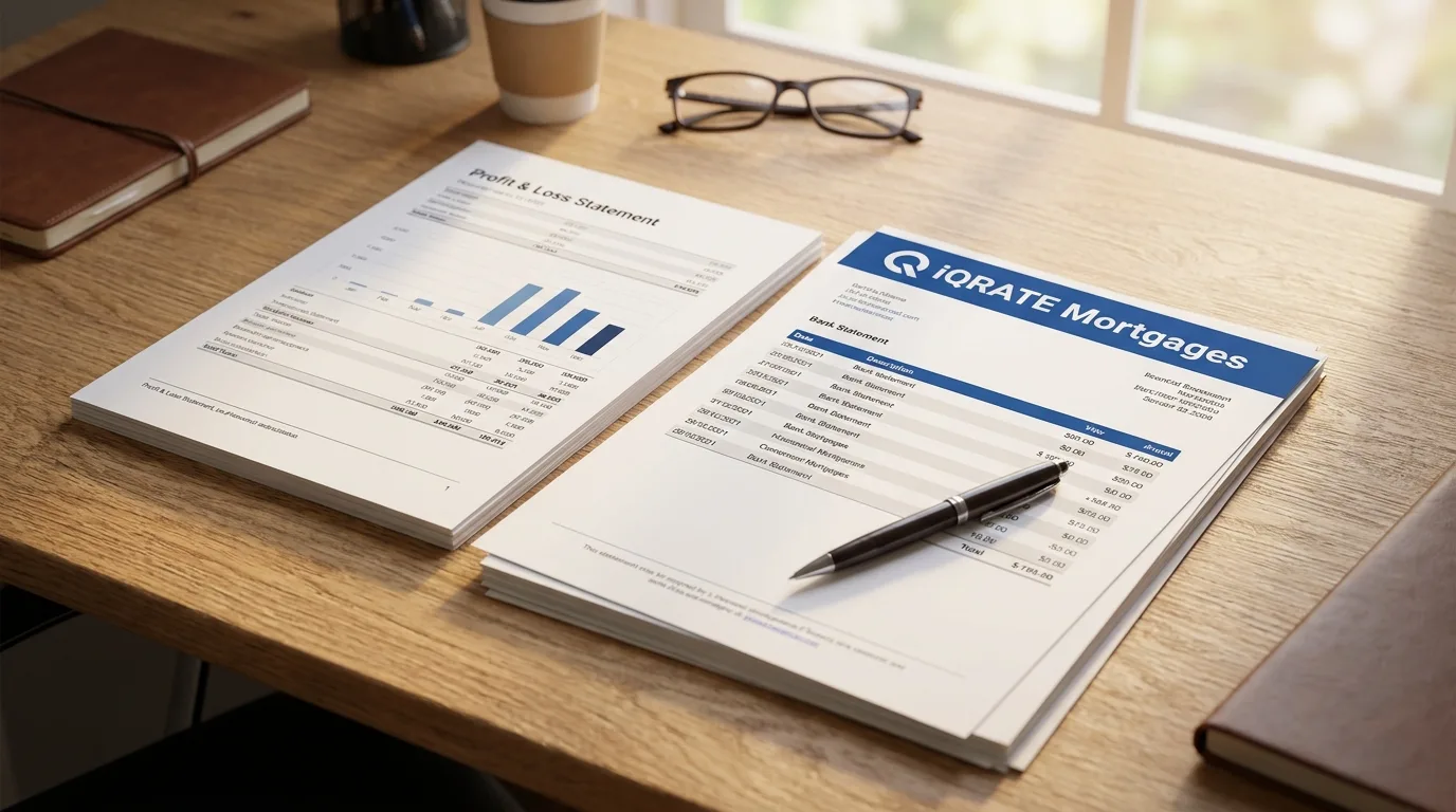 Reviewing bank statements and financial documents for a mortgage application.