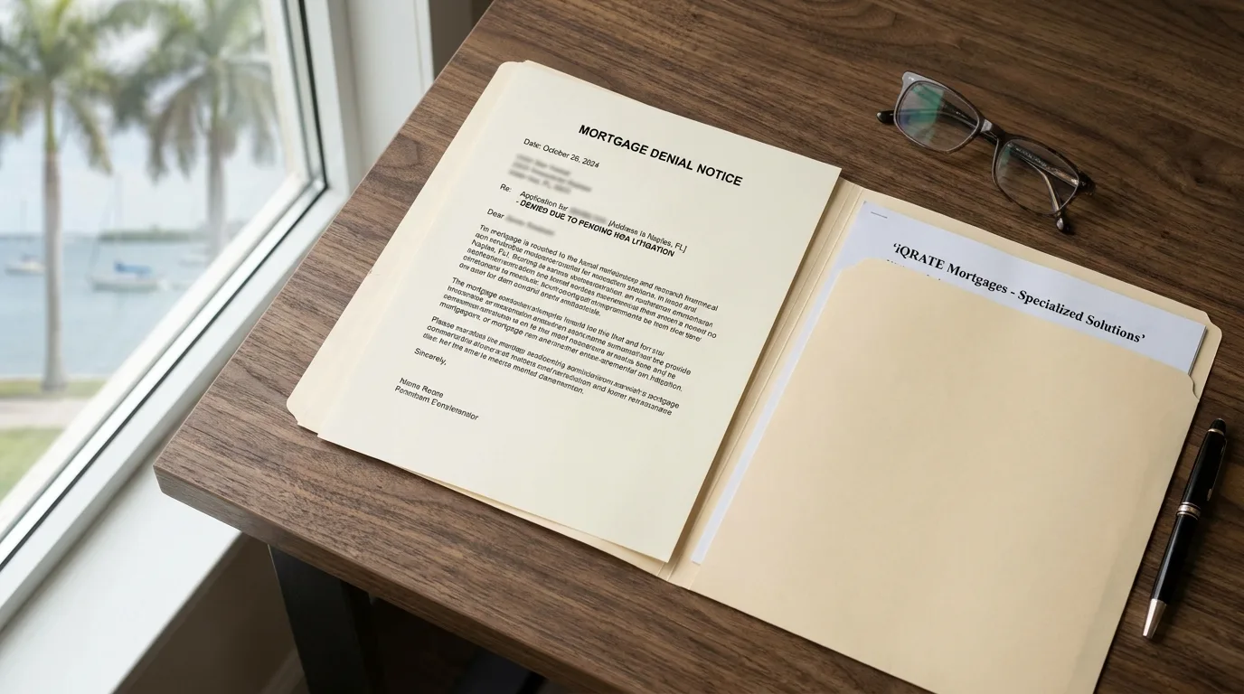 Reviewing legal documents and condo questionnaires for a mortgage application.