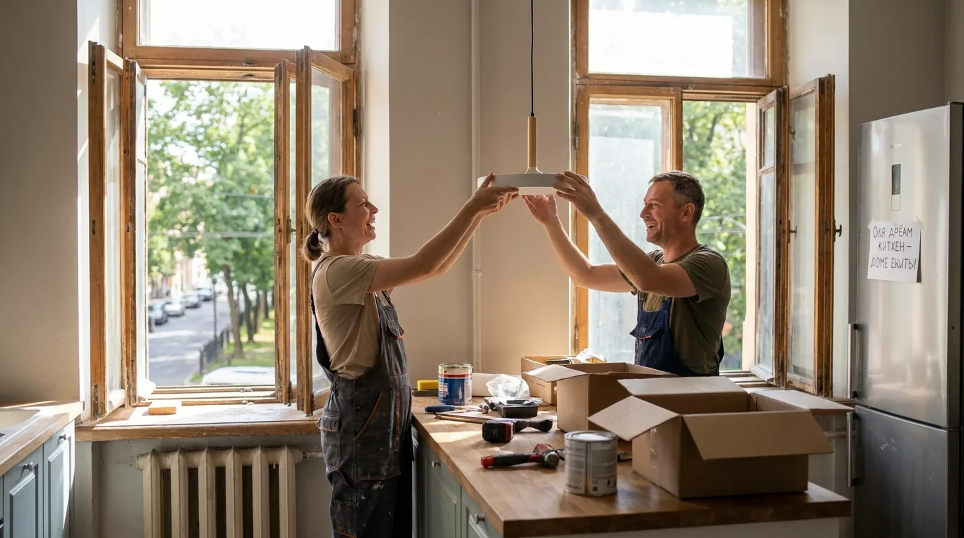 Veteran couple reviewing their home refinance options