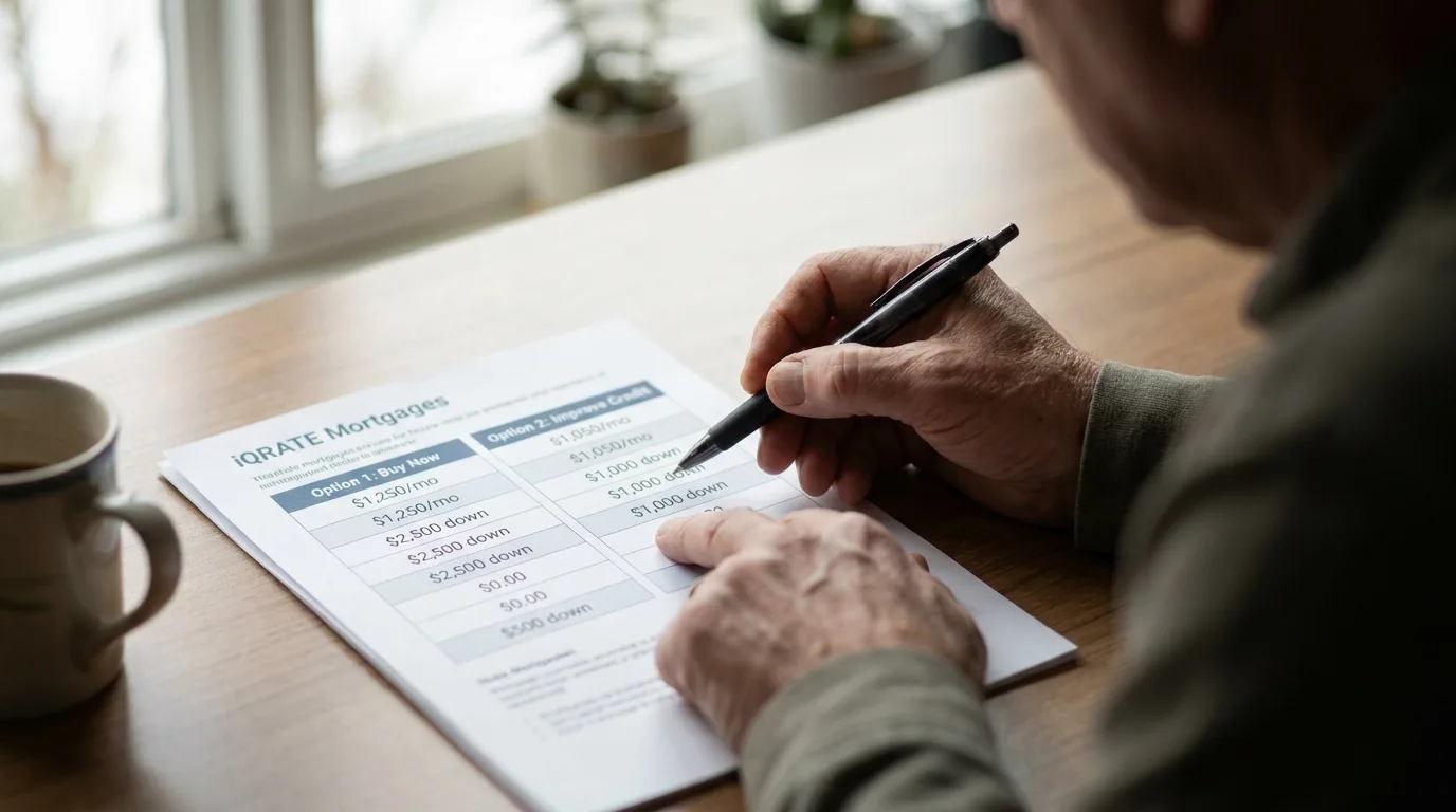 A home with a piggy bank symbolizing savings from improving a credit score.