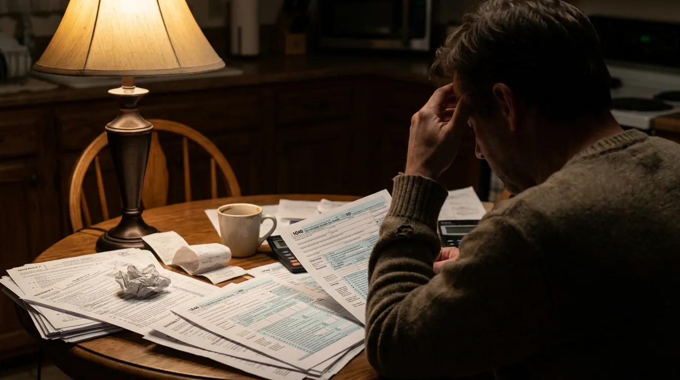 Business owner reviewing bank statements for a mortgage application.