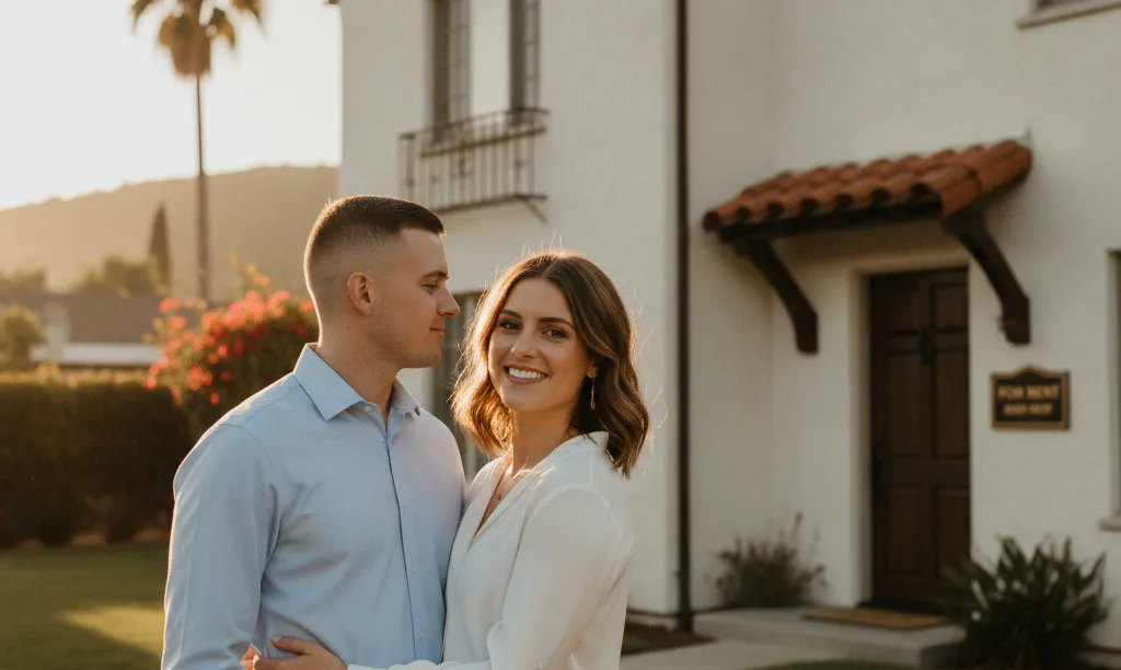 Couple proudly stands before new San Diego duplex.