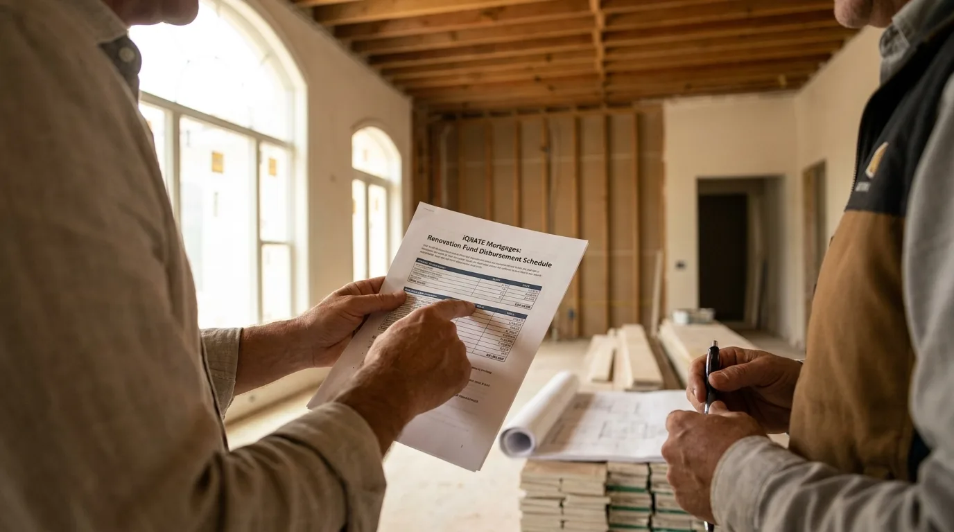 Architectural plans and tools for a home renovation project