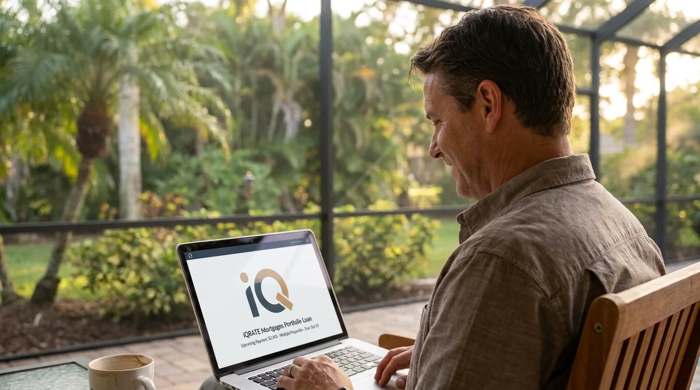 Real estate investor analyzing a portfolio of scattered properties on a map.