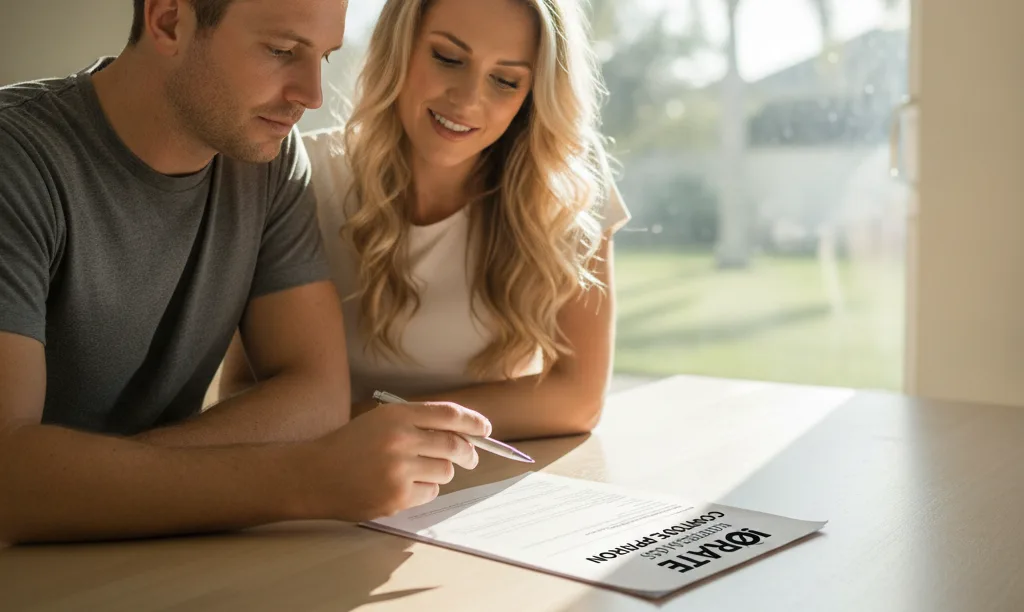 Couple in Orlando home comparing iQRATE Mortgages options.
