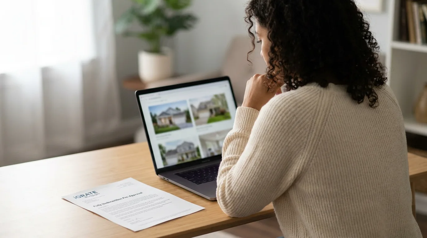 Homebuyer reviewing mortgage approval documents