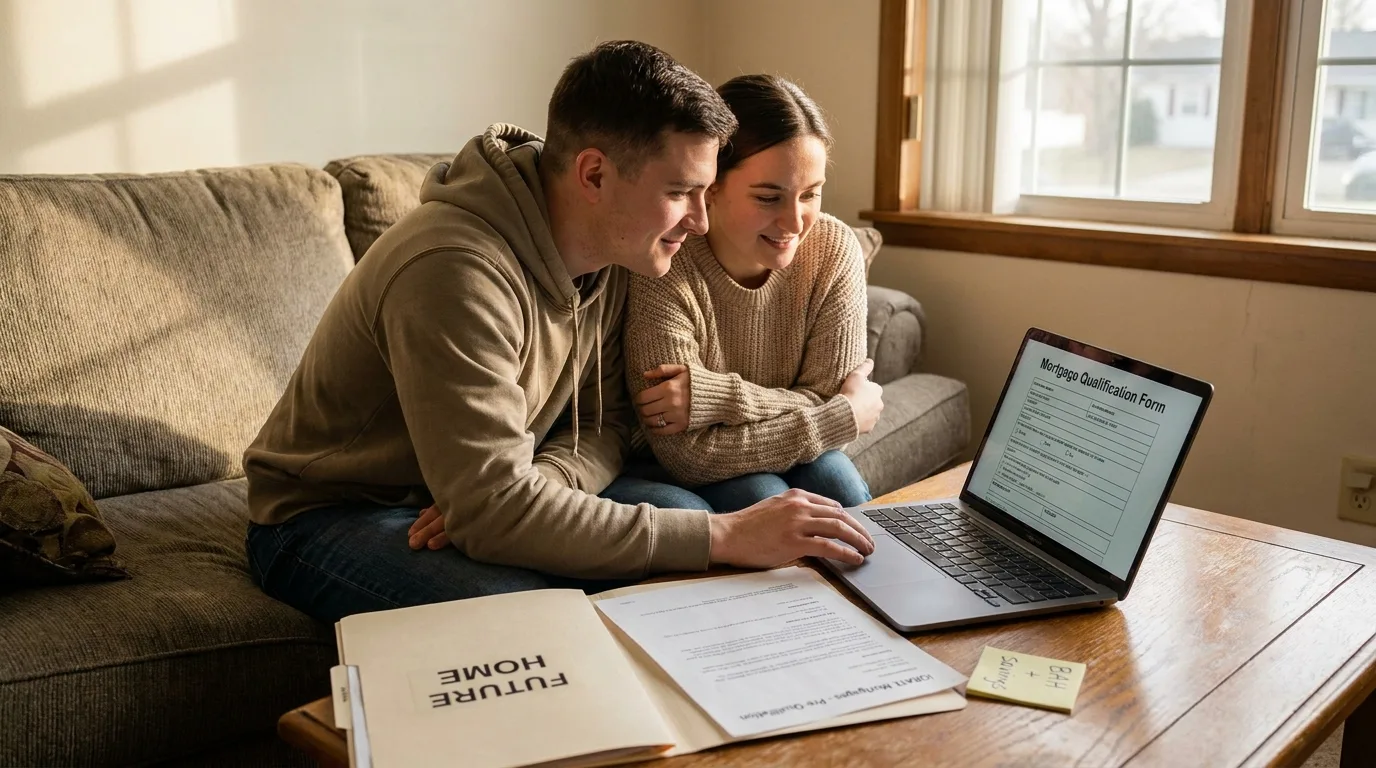 Military family planning their budget for a VA home loan.