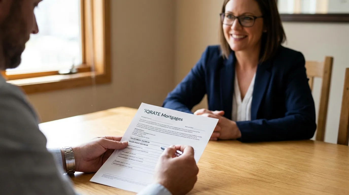 A calculator and pen resting on top of mortgage application papers.