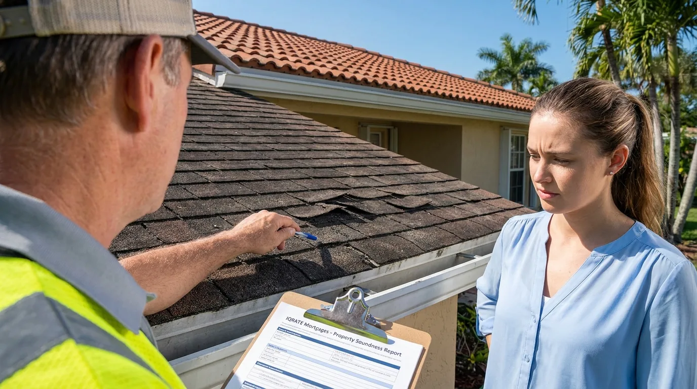 Damaged roof with missing shingles, an issue for FHA loans