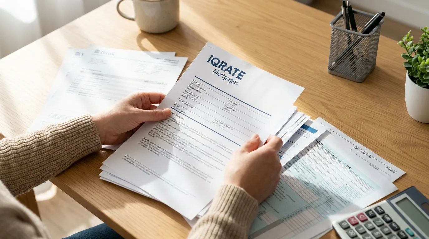 A person organizing required documents like Social Security award letters for a mortgage application.