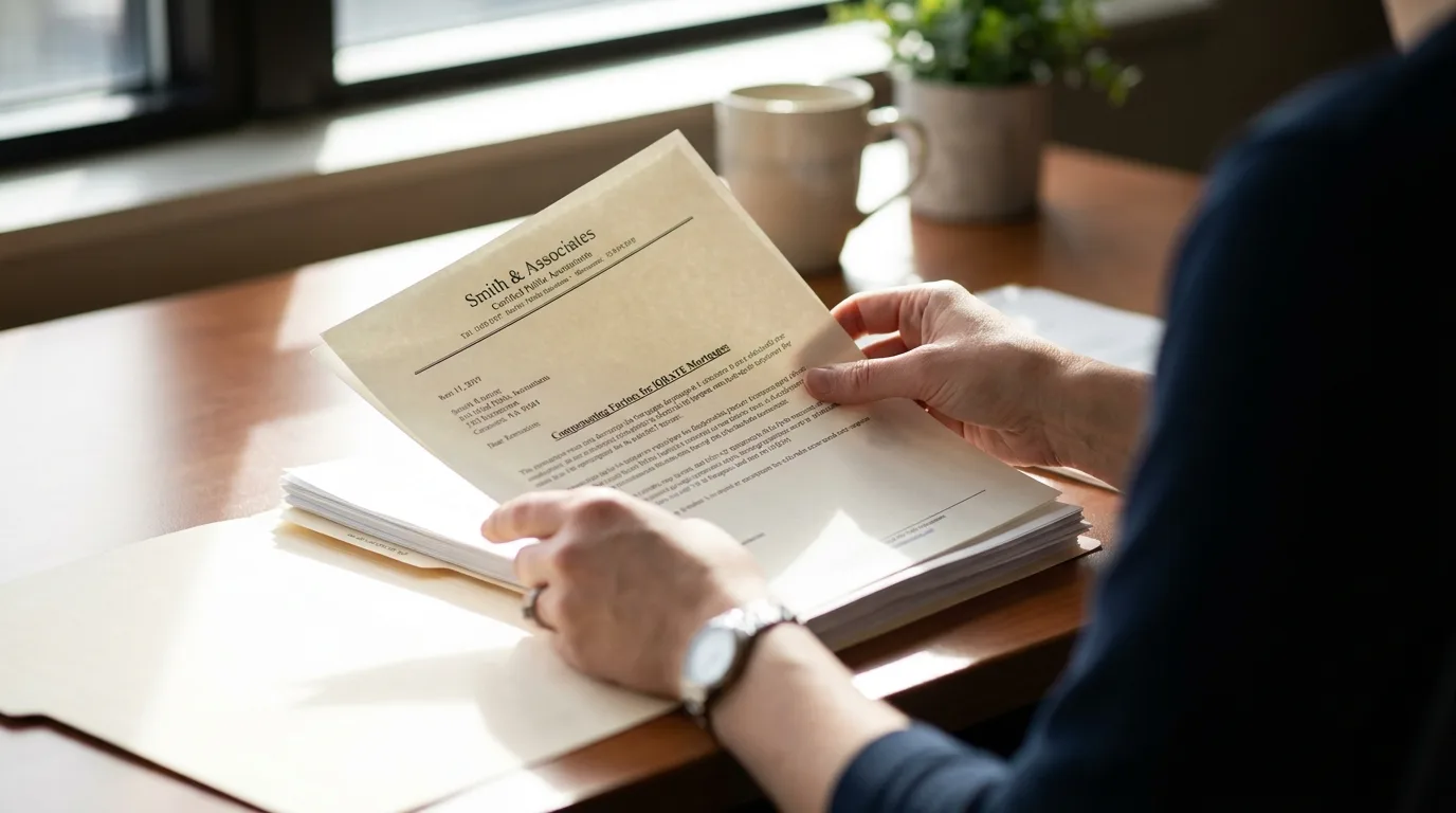 Professional reviewing documents, symbolizing the need for thorough mortgage documentation.