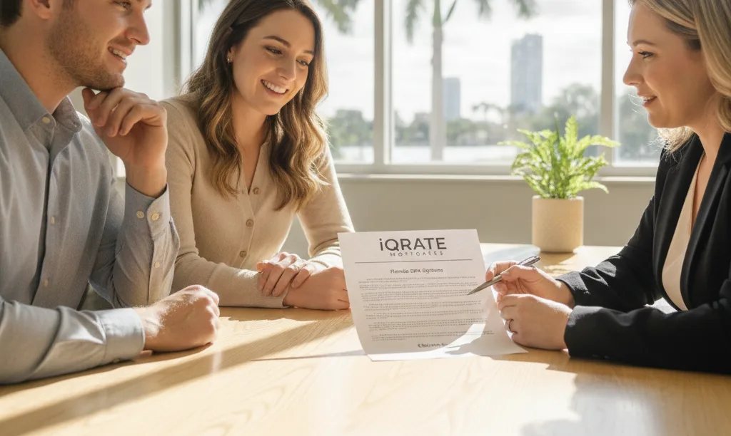 Couple receiving clear mortgage guidance in Florida.