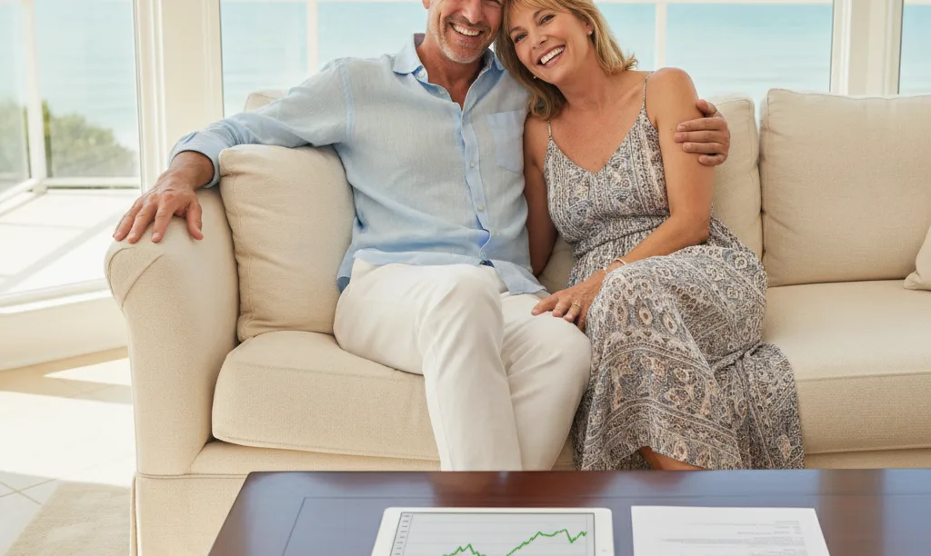 Couple enjoying new Naples home near portfolio documents.