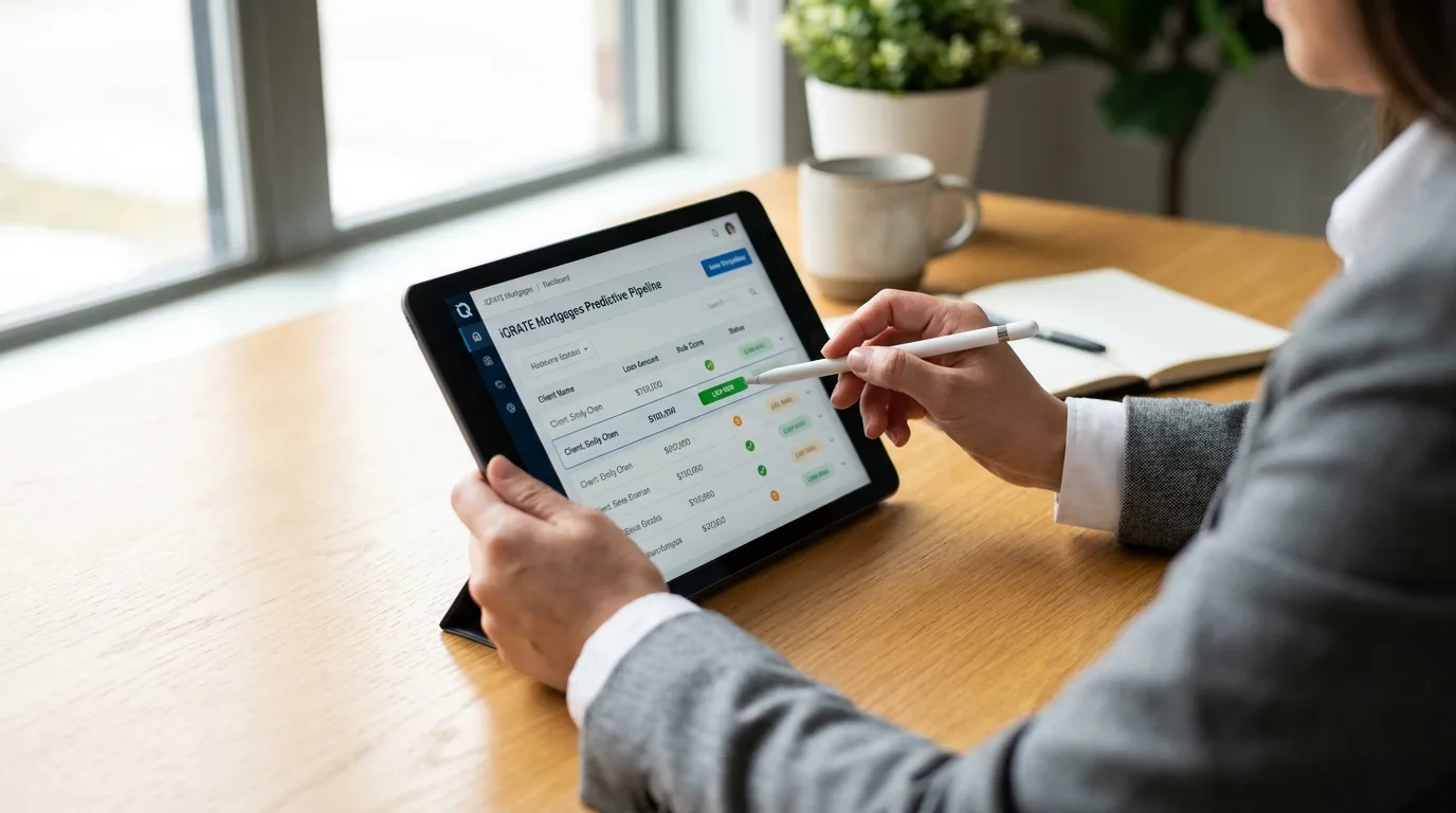 A detailed view of a mortgage application being reviewed, signifying the underwriting process.