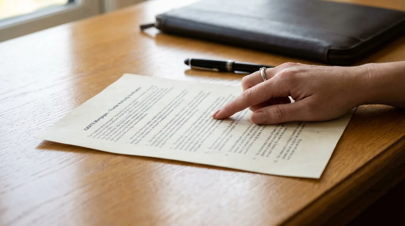 Certificate of Trust and house keys on a table.