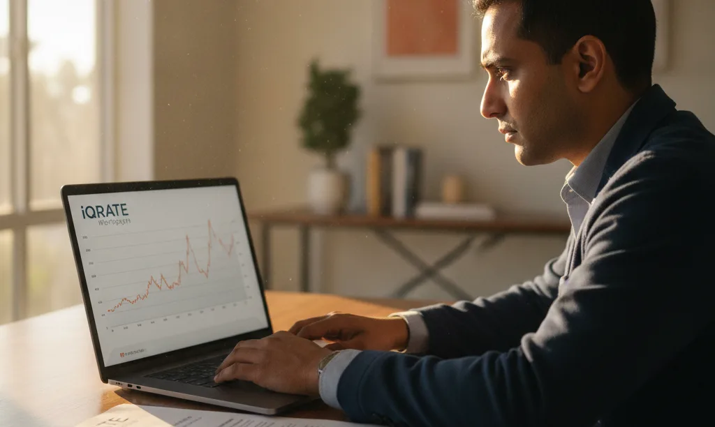 Entrepreneur reviews risky business growth charts for jumbo loan.
