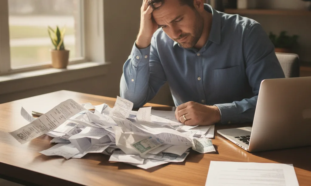 Small business owner stressed over commingled finances.