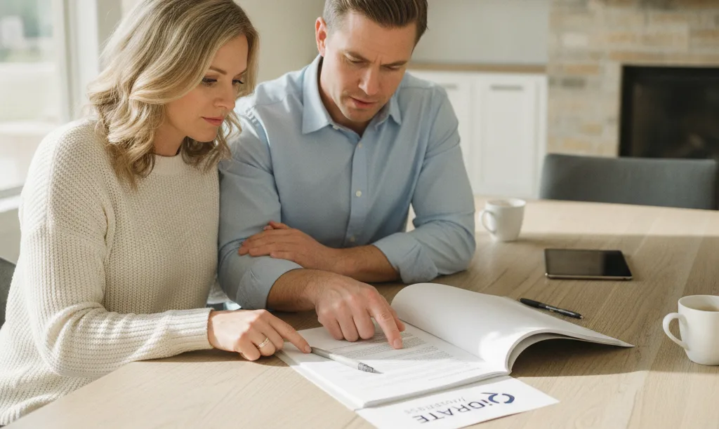 Couple in Texas home reviewing iQRATE Mortgages documents.