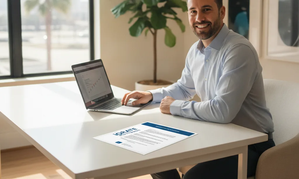 Self-employed homeowner reviews iQRATE Mortgages document successfully.