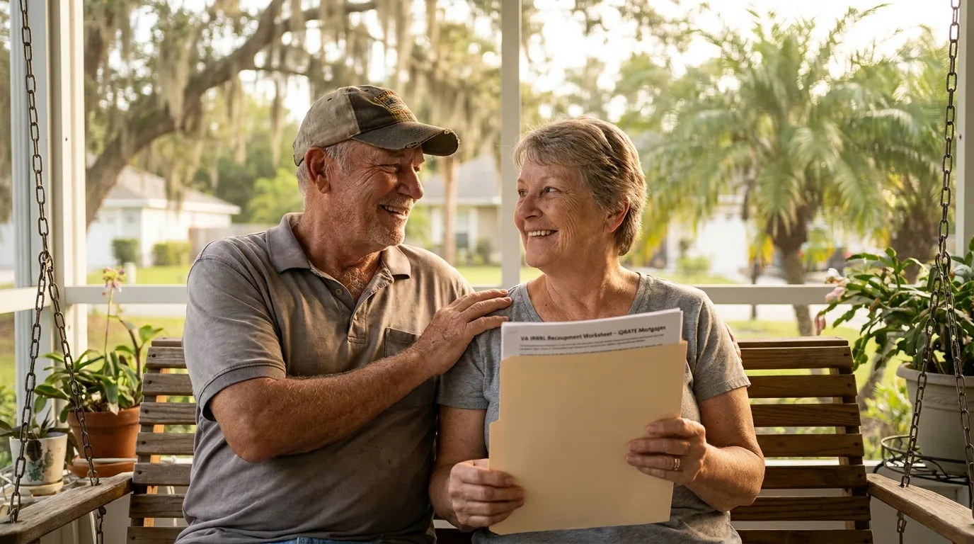A veteran reviewing a loan estimate document for a VA IRRRL.