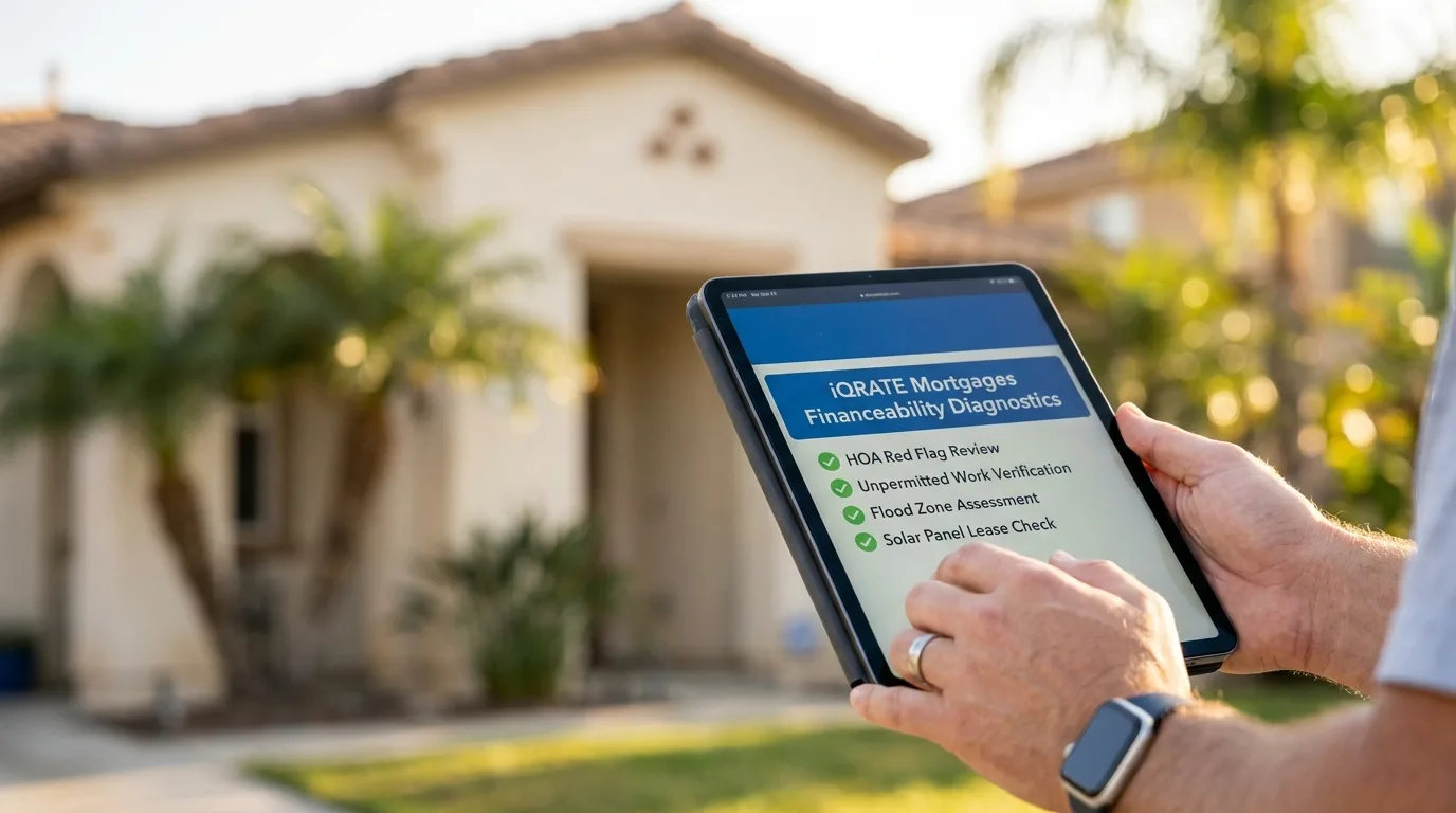 A modern California condo building with potential HOA financeability issues.