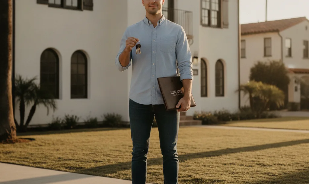 Veteran stands proudly before his San Diego duplex.