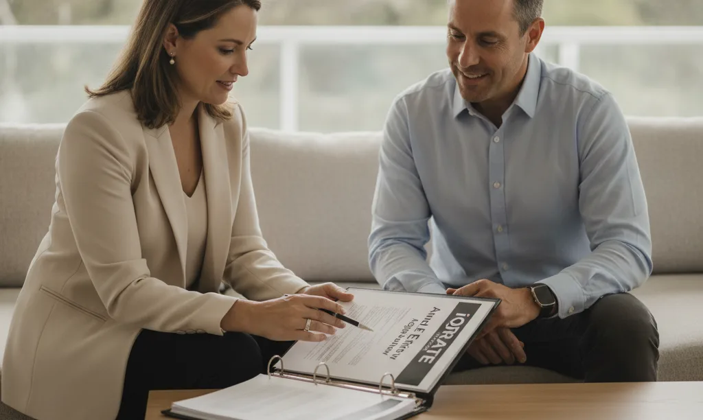 Advisor and client discuss an annual equity review.