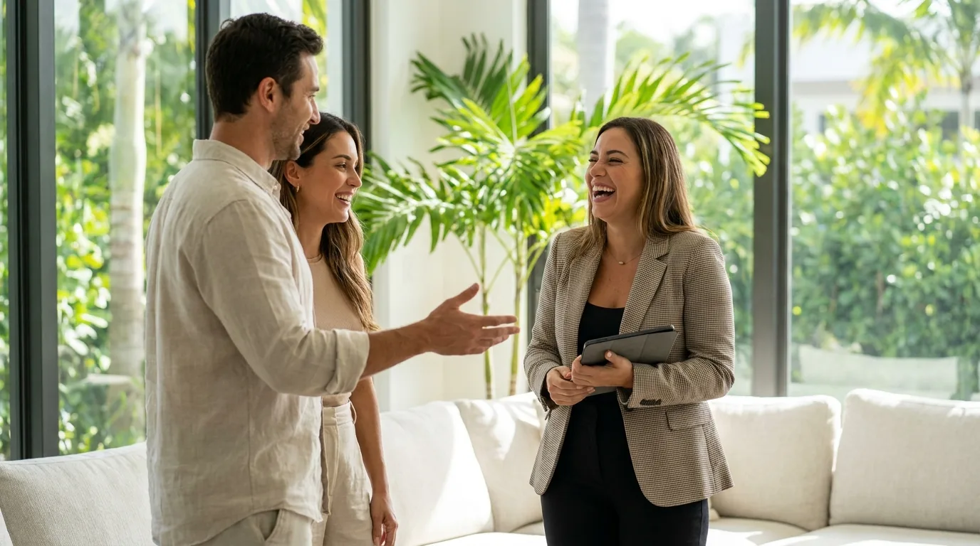 Realtor and mortgage partner discussing a home wealth management platform.