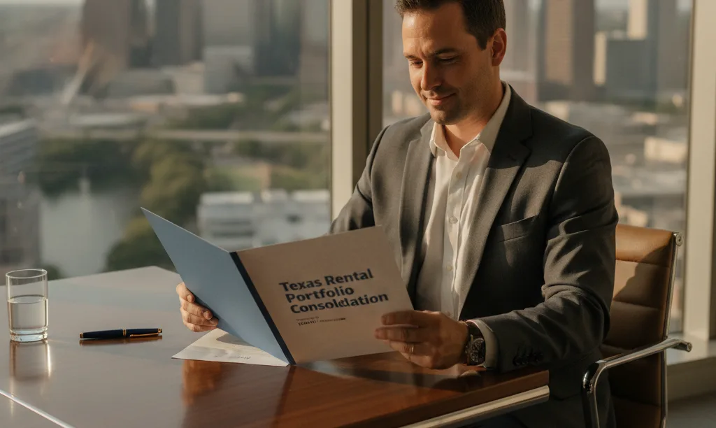 Investor reviews a consolidated Texas portfolio loan from iQRATE Mortgages.