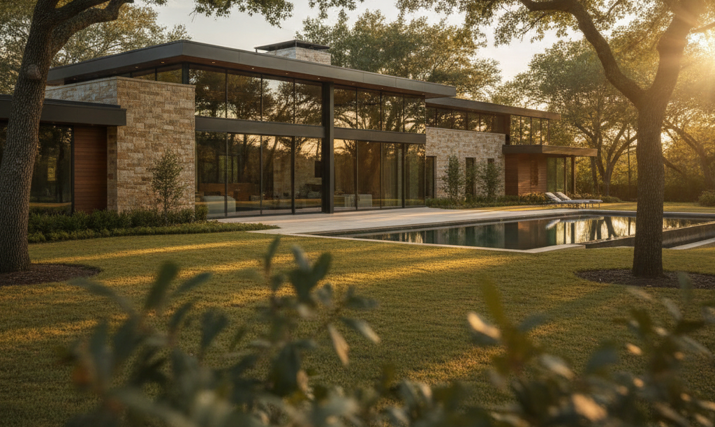 Secluded modern luxury home in Houston, Texas.