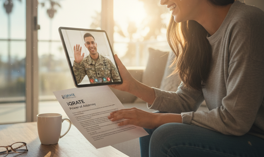 Spouse video calls deployed service member after closing.